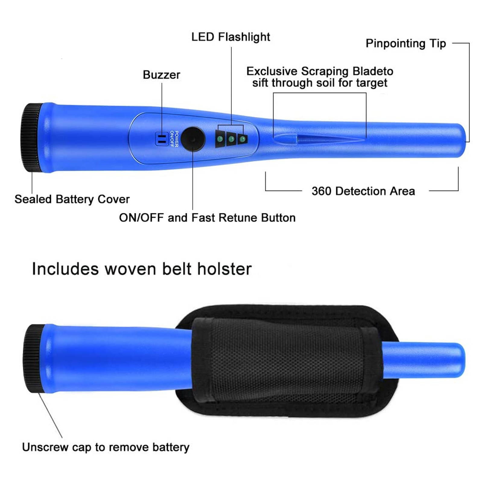 Handheld Needle Metal Detector Waterproof High Sensitivity Treasure Hunter