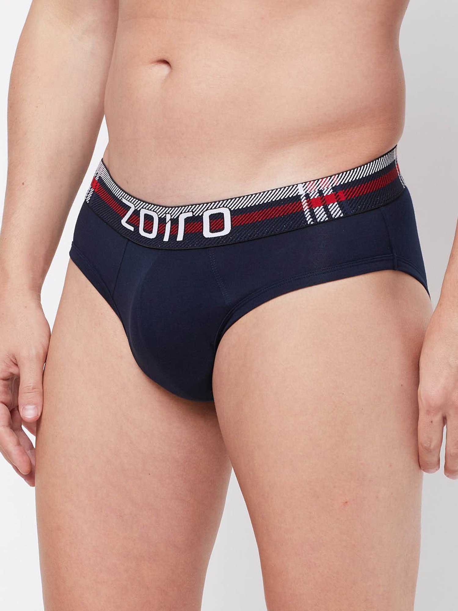 Zoiro Burgundy & Navy Regular Fit Briefs - Pack Of 2