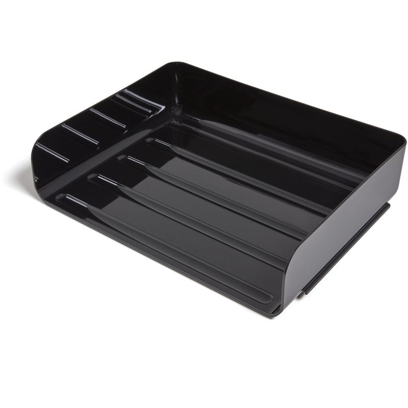TRU RED Side Load Stackable Plastic Letter Tray, Black(TR55329) 