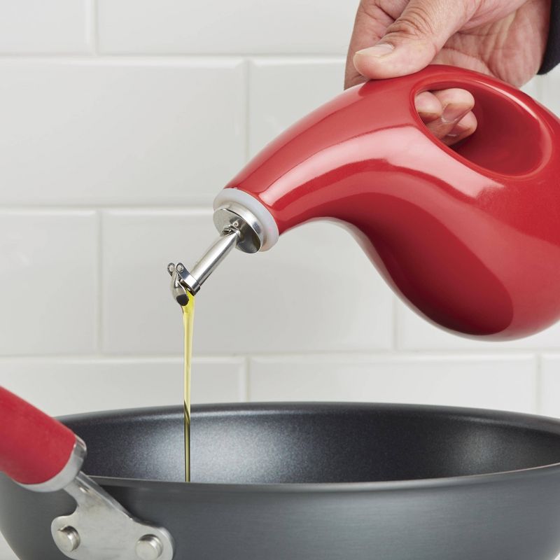 Rachael Ray 24oz Stoneware Extra Virgin Olive Oil Dispenser Bottle Red
