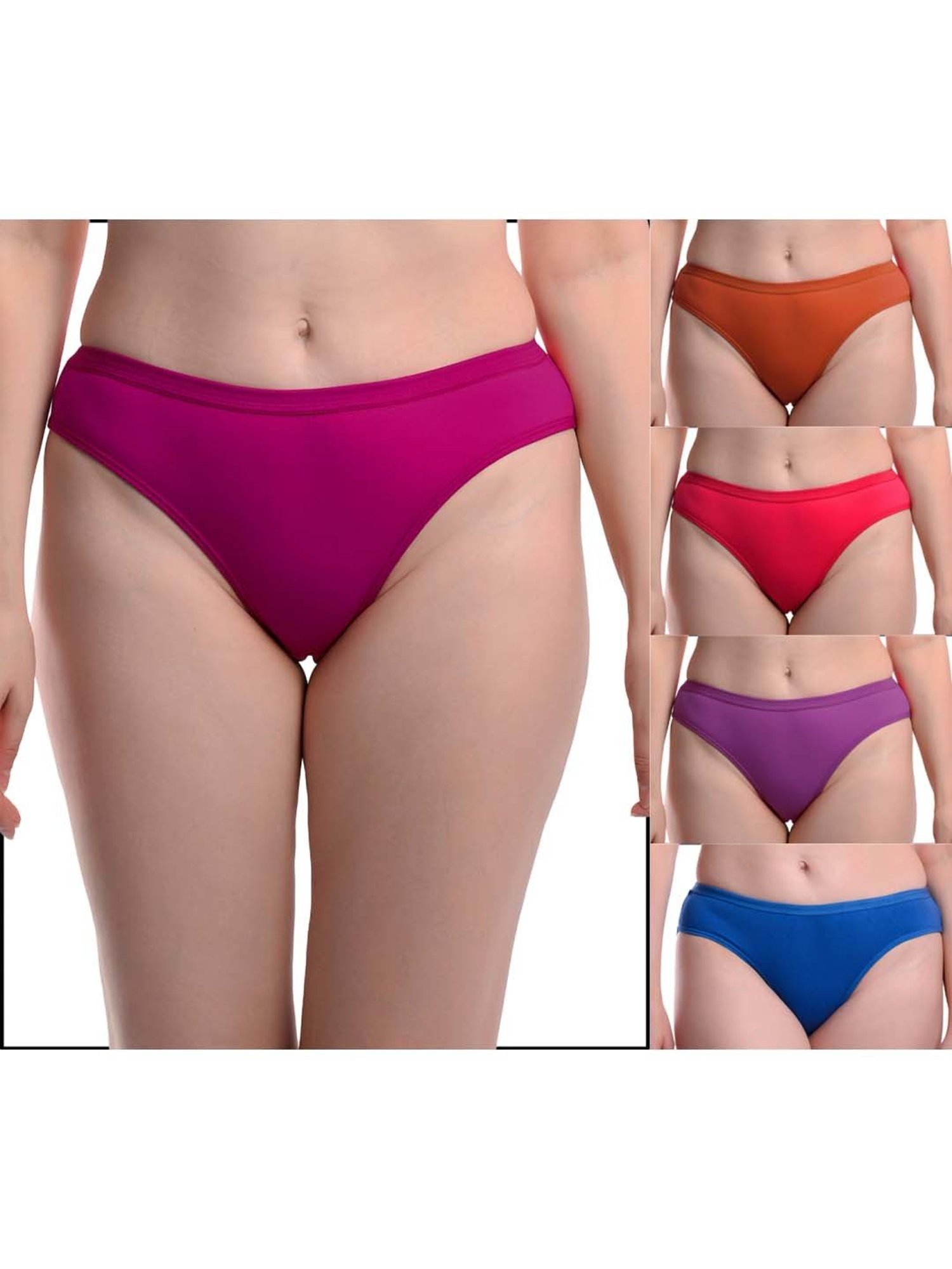 AROUSY Purple & Orange Cotton Bikini Panties - Pack Of 5