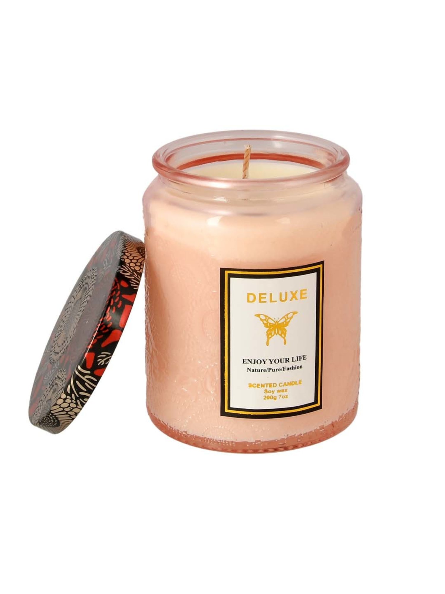 Lidded Glass Jar Crackling Wooden Wick Teak and Moss Candle - Nature's Wick