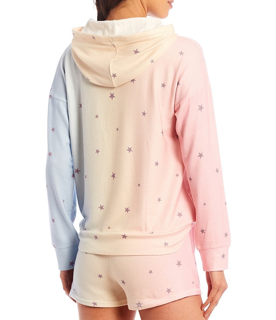 Pj Salvage Star Print Knit Hoodie Coordinating Sleep Top