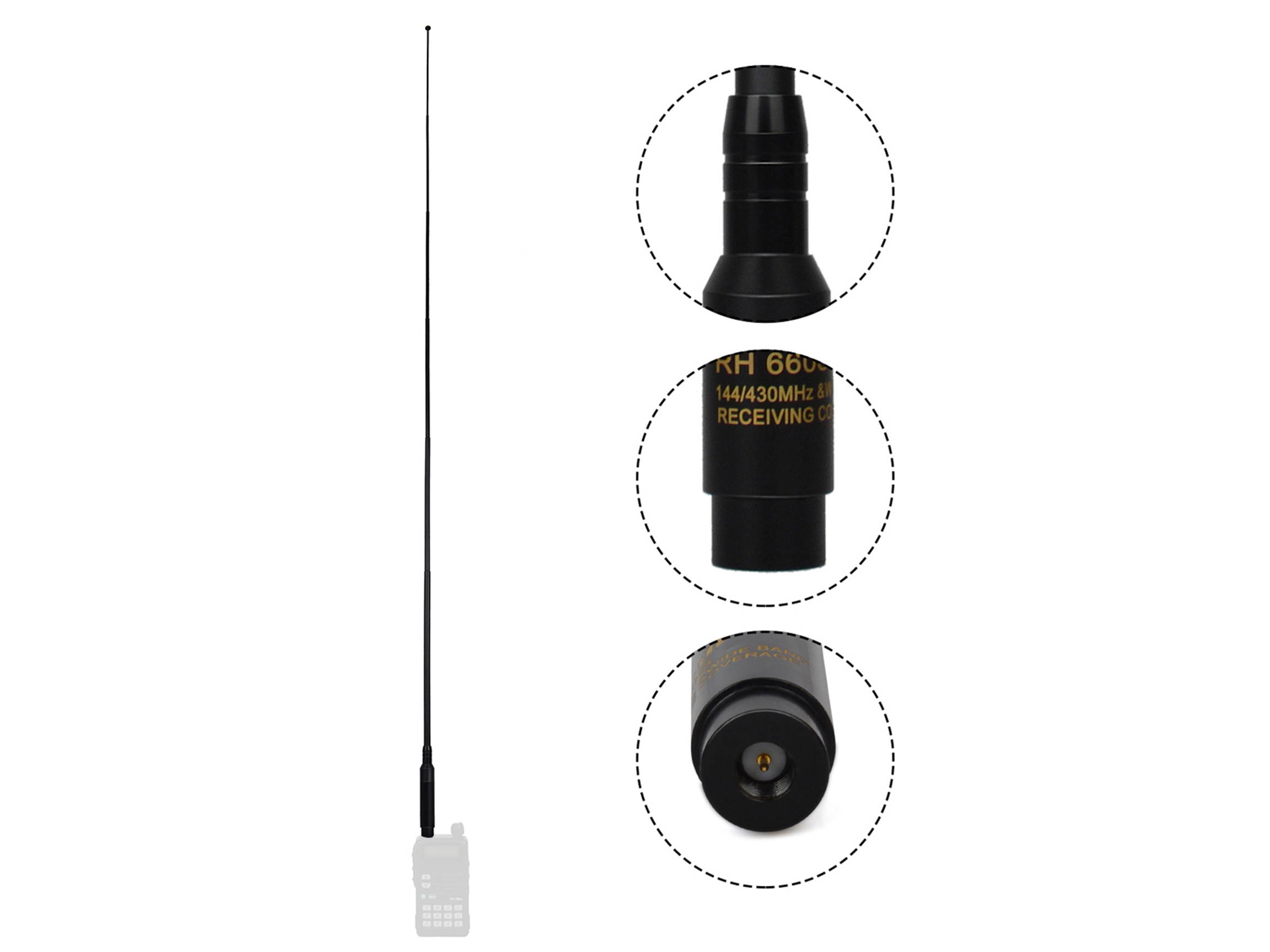 Dual Band VHF UHF Ham Radio Telescopic Antenna SMA Male 42&rsquo;&rsquo; Retractable for Walkie Talkie YAESU/Vertex VX-3R VX-132 WOUNXUN KG-UV8D TYT BaoFeng Icom