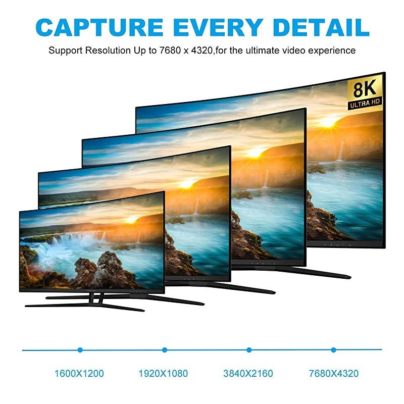 DisplayPort Cable Ultra HD 8K 4K Copper Cord DP 1.4 HBR3 8K@60Hz 4K@144Hz High Speed 32.4Gbps HDCP 3D Slim and Flexible DP to DP Cable 5m 16.5ft