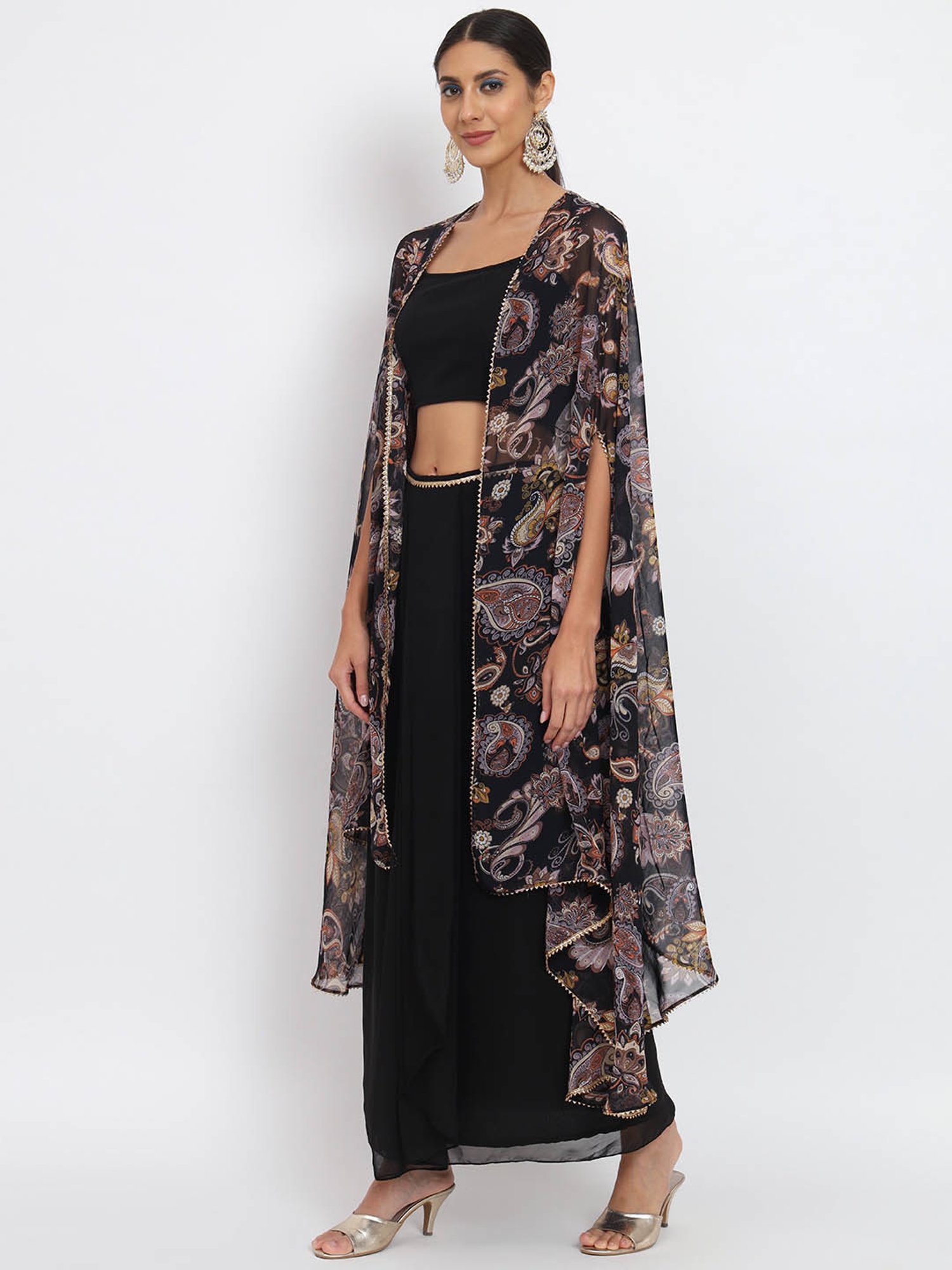 studiorasa Black Georgette Lehenga Set With Shrug