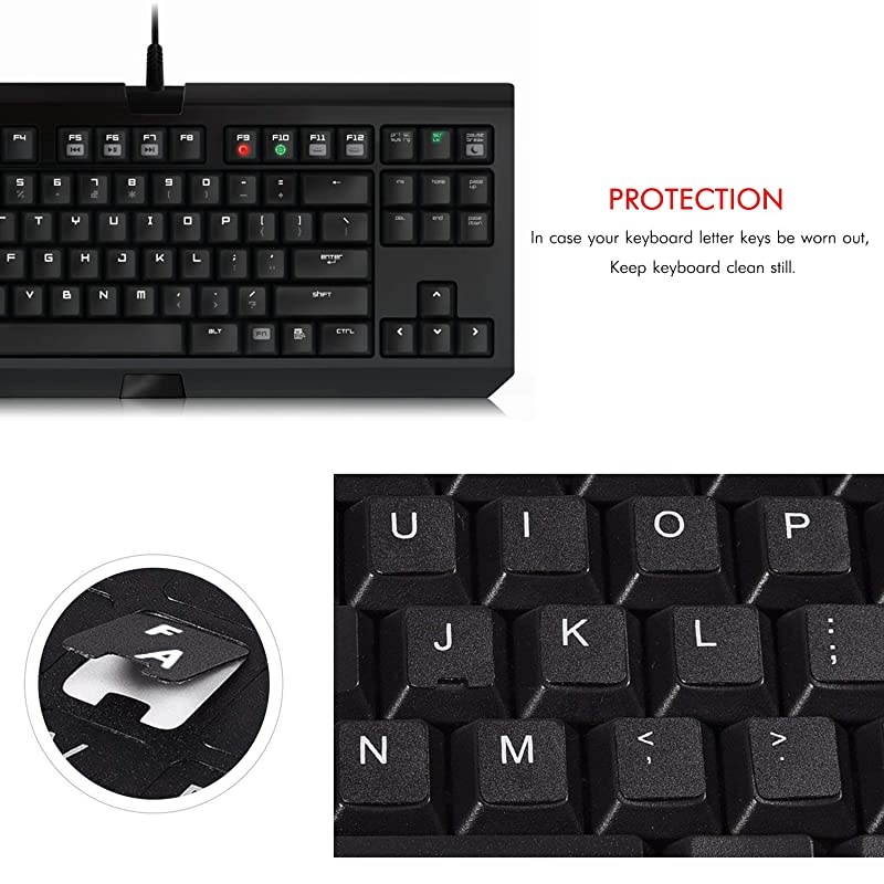 2 pcs]  Universal English Keyboard Stickers, Computer Keyboard Stickers Black Background with White Large Lettering for Computer Laptop Notebook Desktop