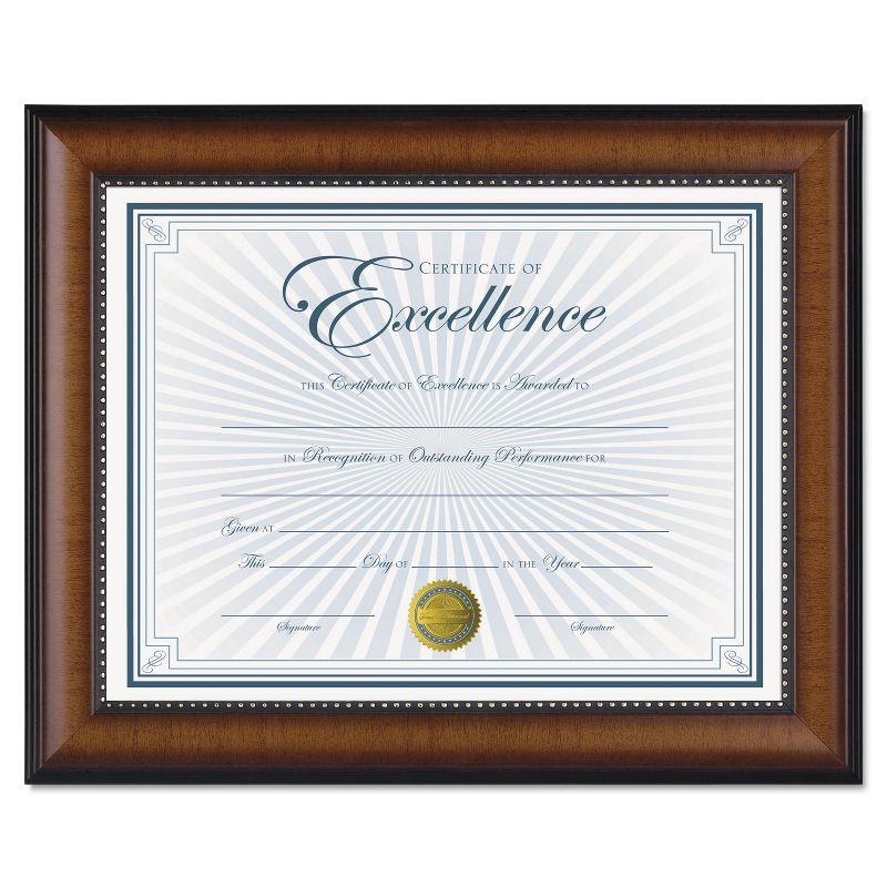 Dax Prestige Document Frame Walnut/Black Gold Accents Certificate 8 1/2 x 11 N3028N1T