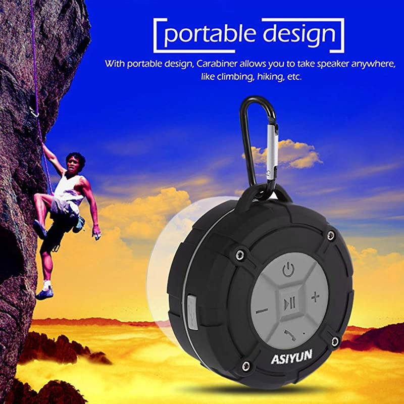 Shower Radios Waterproof Speaker with Louder HD Sound 4H Playtime Portable Wireless Speaker with Suction Cup Built in Mic for Bathroom Pool Beach Outdoor Gray