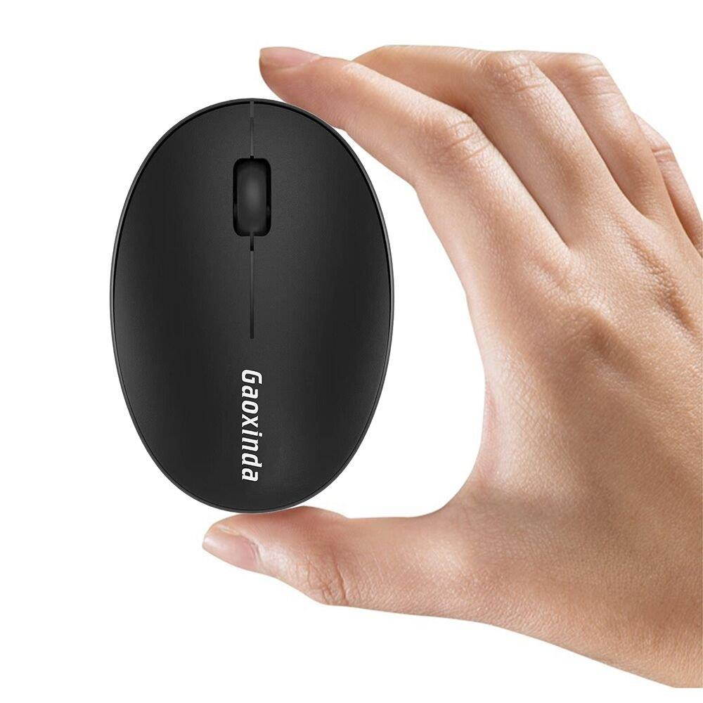 TENMOS Mini Rechargeable Wireless Mouse, 2.4GHz Optical Travel Mouse Silent Wireless Computer Mice with USB Receiver, Auto Sleeping, 3 Buttons, 1000 DPI Compatible with Laptop, PC, Computer(Black)