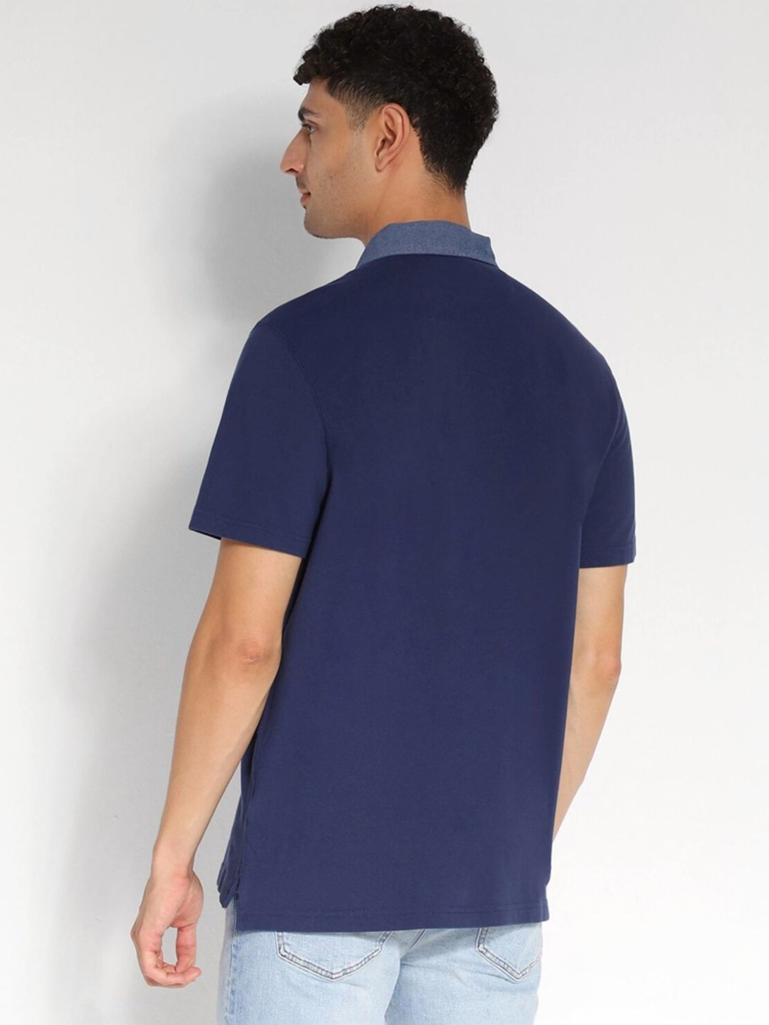 American Eagle Navy Cotton Regular Fit Printed T-Shirt