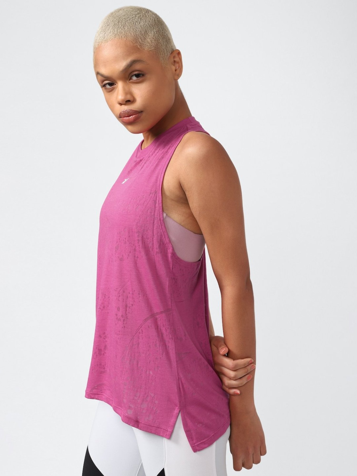 Reebok Pink Logo Print Tank Top