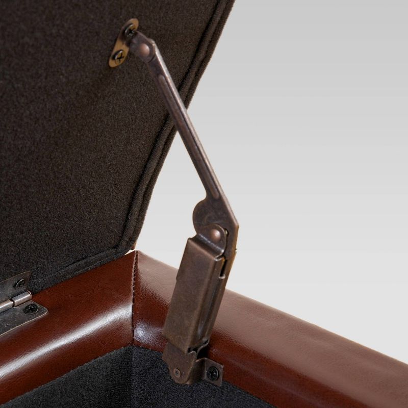 Gavin Bonded Leather Storage Ottoman Brown - Christopher Knight Home