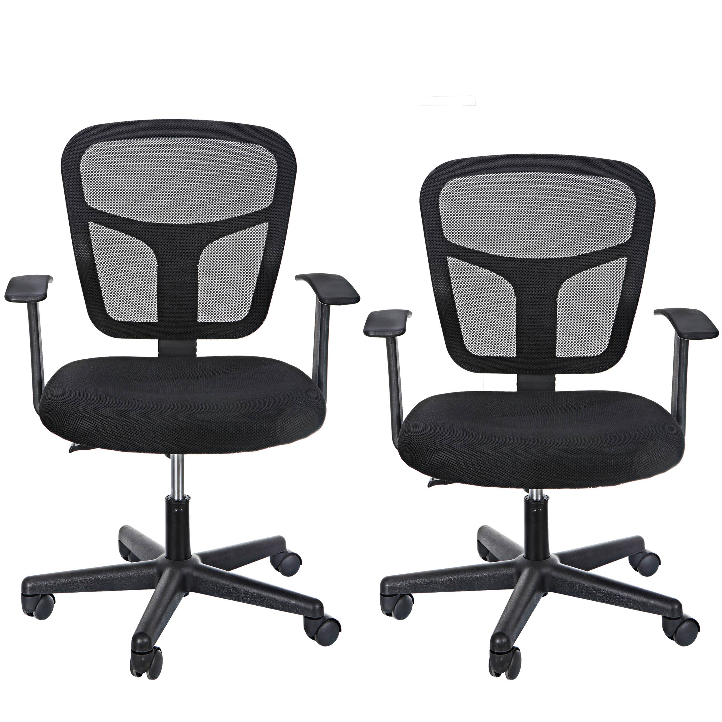 Office Chair Computer Desk Black Ergonomic Executive Mesh Chair Swivel Mid Back 360&deg; Swivel Home Computer Task Chair  - 2pcs