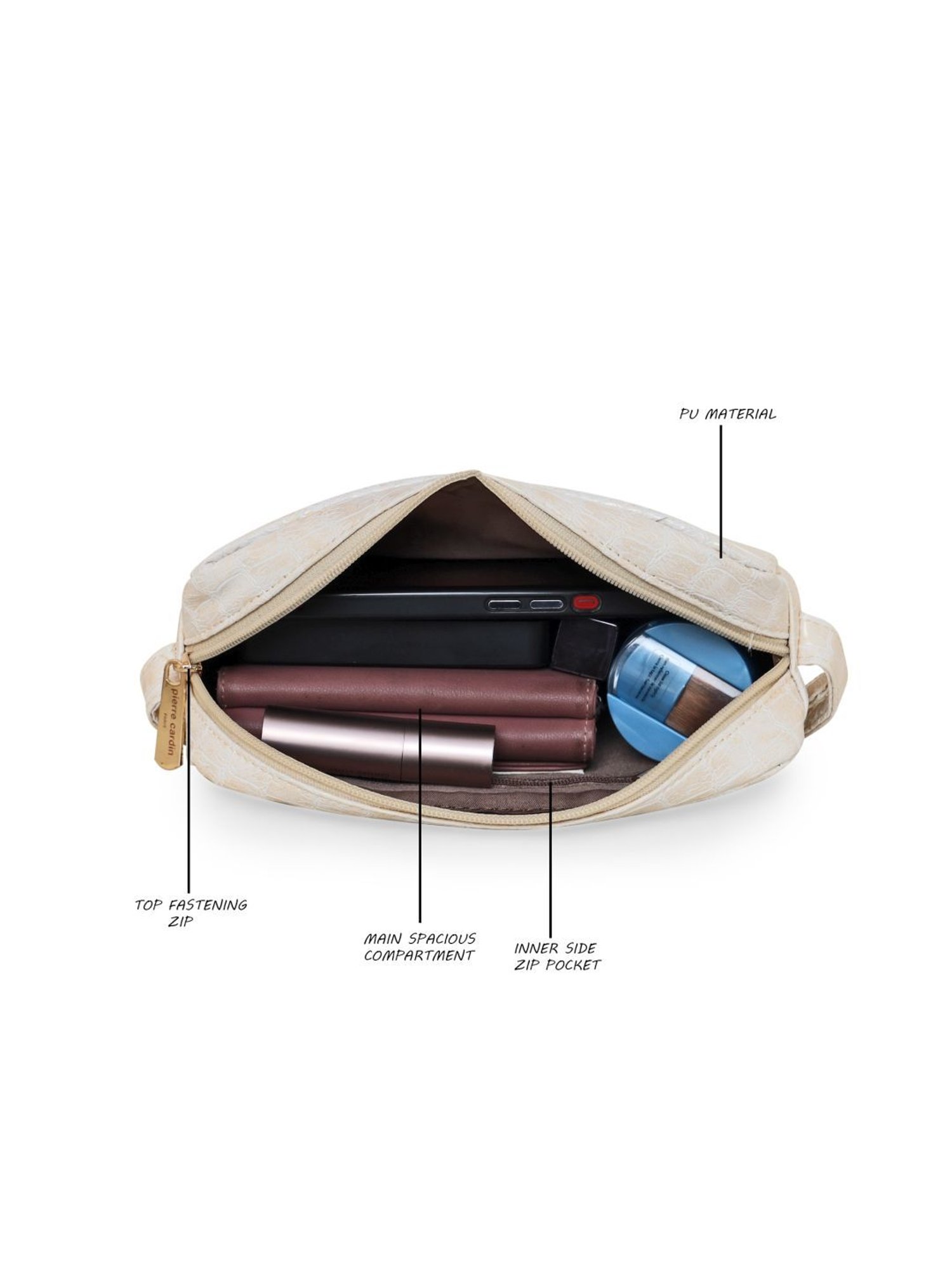 Pierre Cardin White Textured Sling Handbag