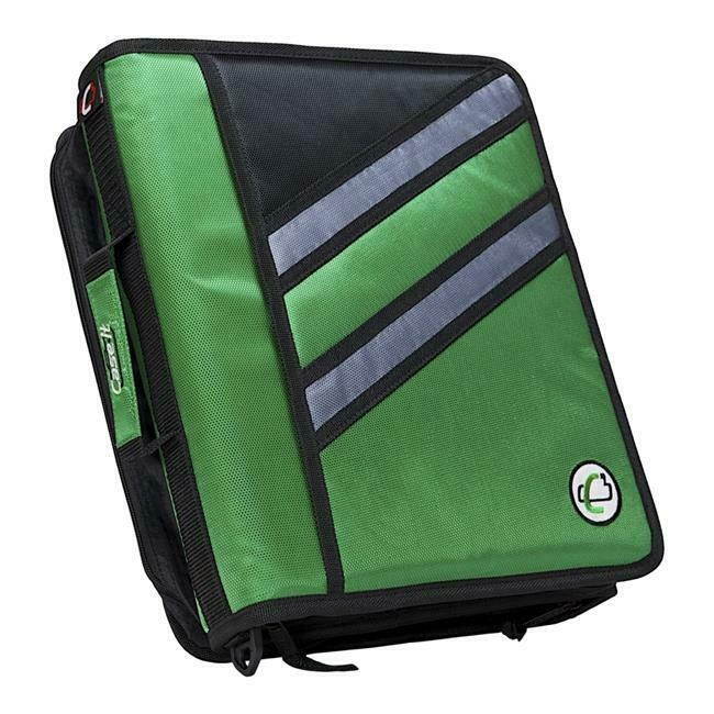 Case-It 1590374 The Z Zippered Binder 1.5 in. - Kelly Green
