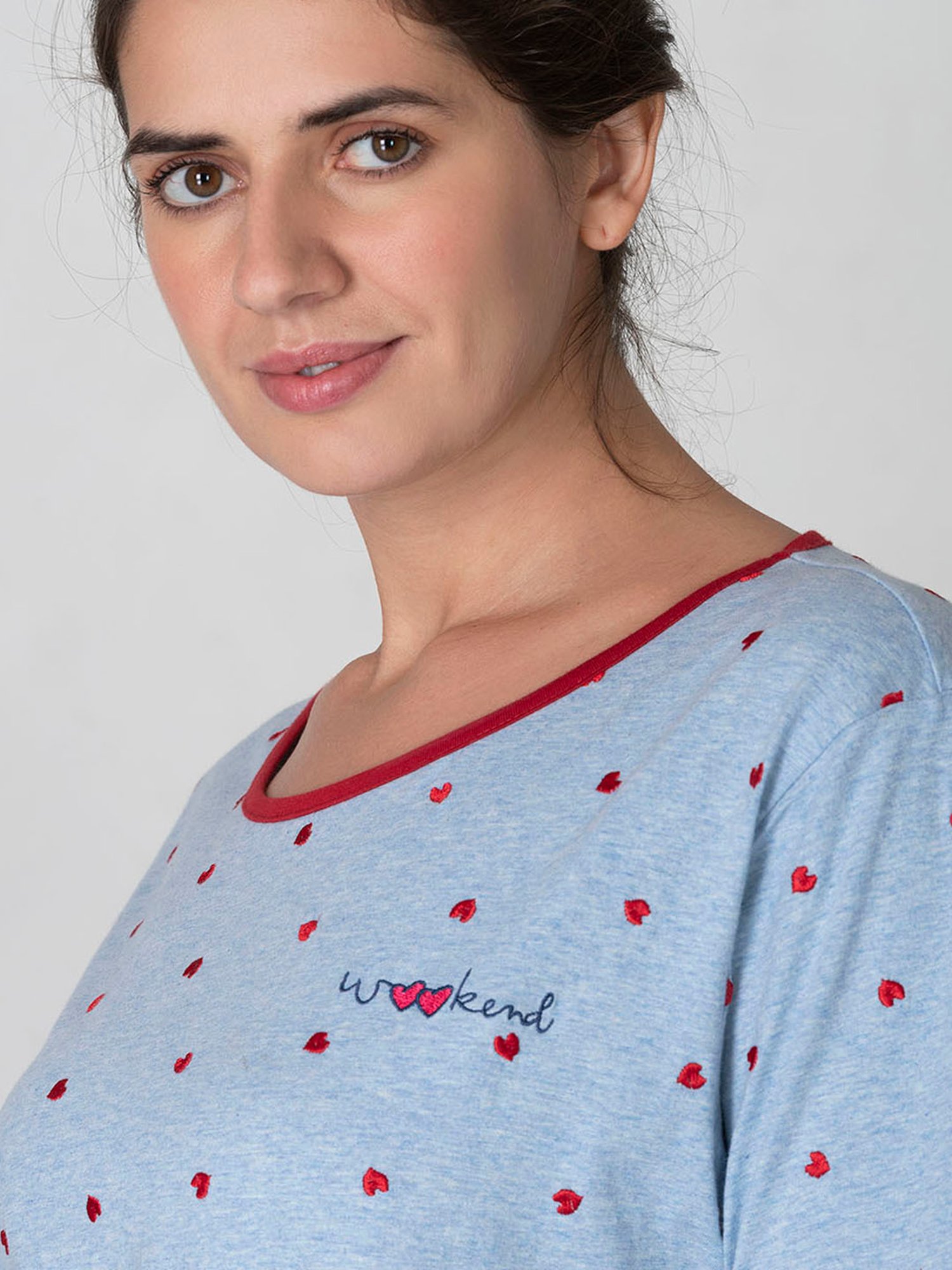 The Calm Collective Blue Embroidered Top With Shorts