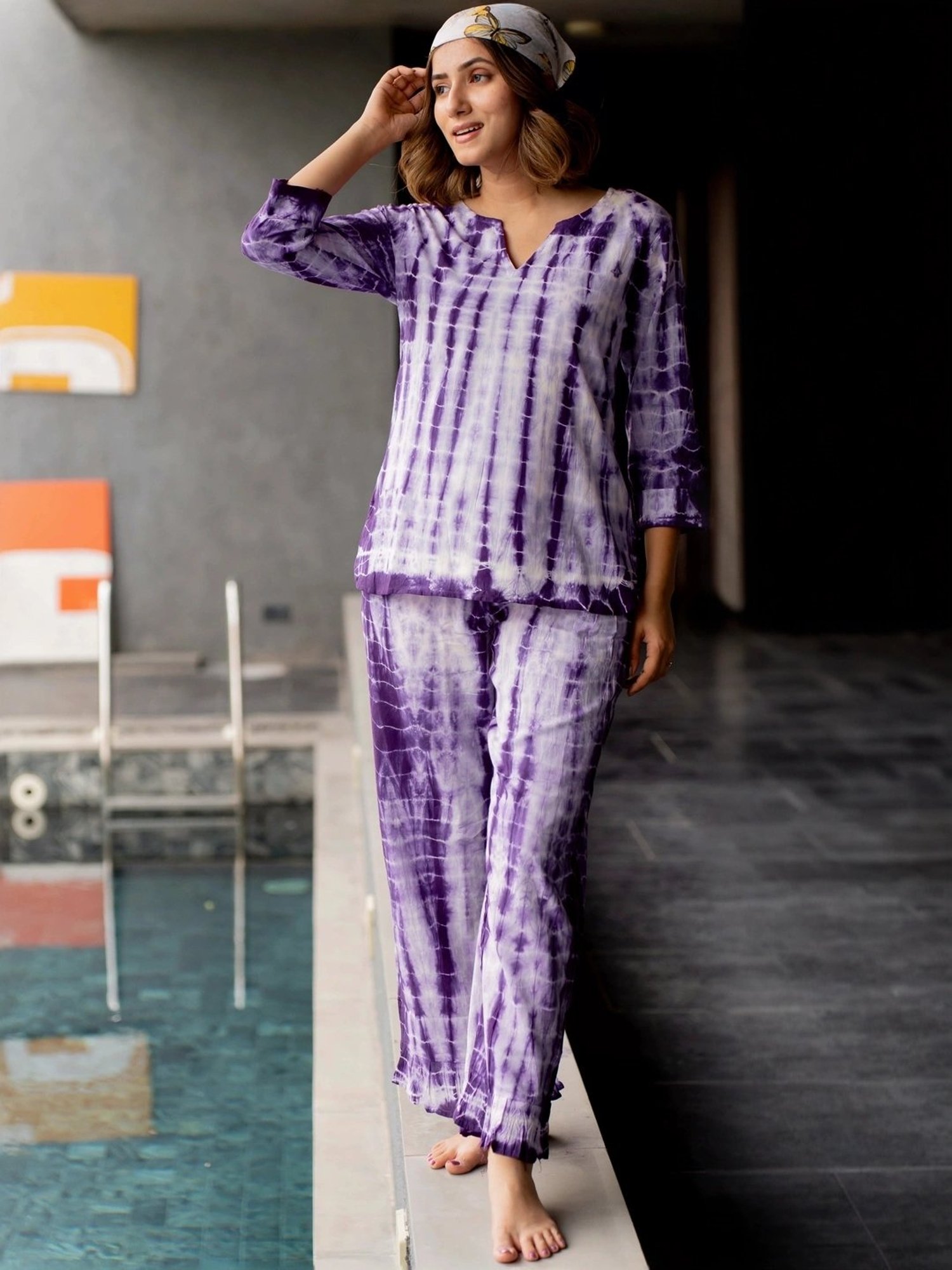 MIRCHI FASHION Purple Cotton Printed Top Pant Set