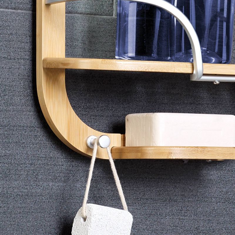 NeverRust LockTop Aluminum and Bamboo Over the Shower Caddy Satin Chrome - Zenna Home