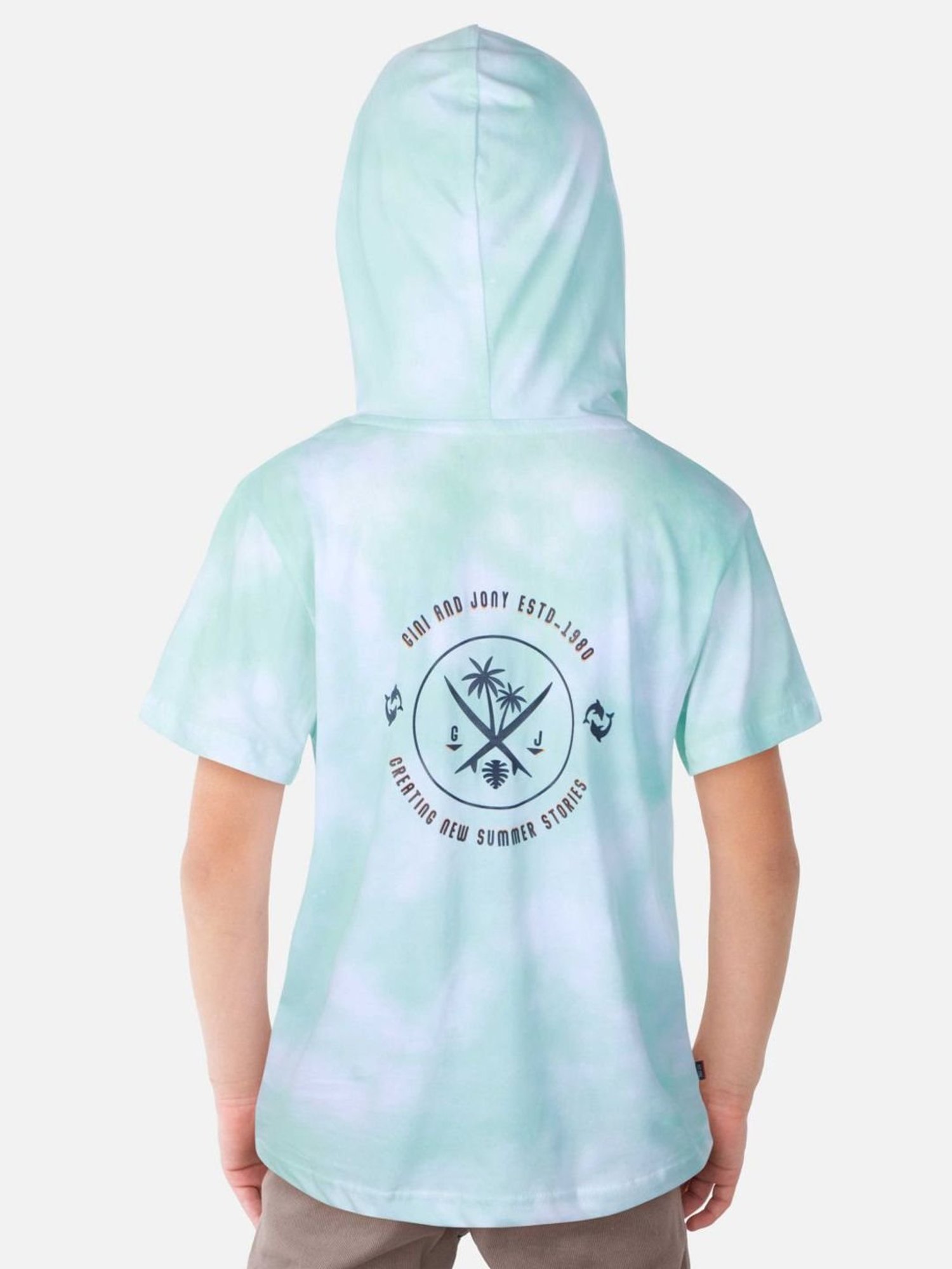 Gini & Jony Boys Blue Cotton Over Dyed T-Shirt