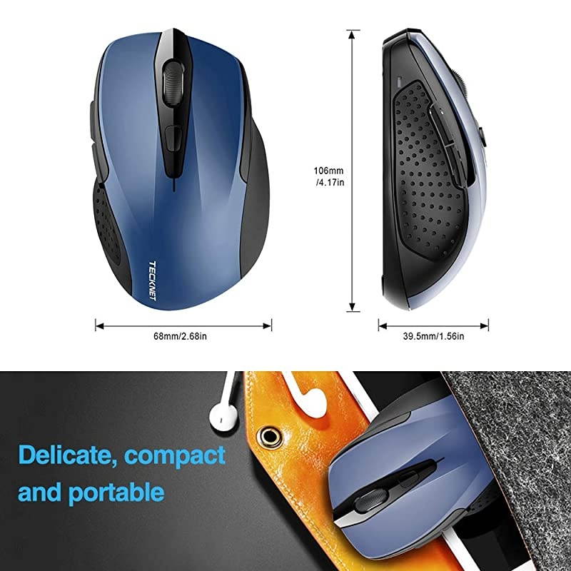 Pro 2.4G Ergonomic Wireless Optical Mouse with USB Nano Receiver for Laptop,PC,Computer,Chromebook,Notebook,6 Buttons,24 Months Battery Life, 2600 DPI, 5 Adjustment Levels