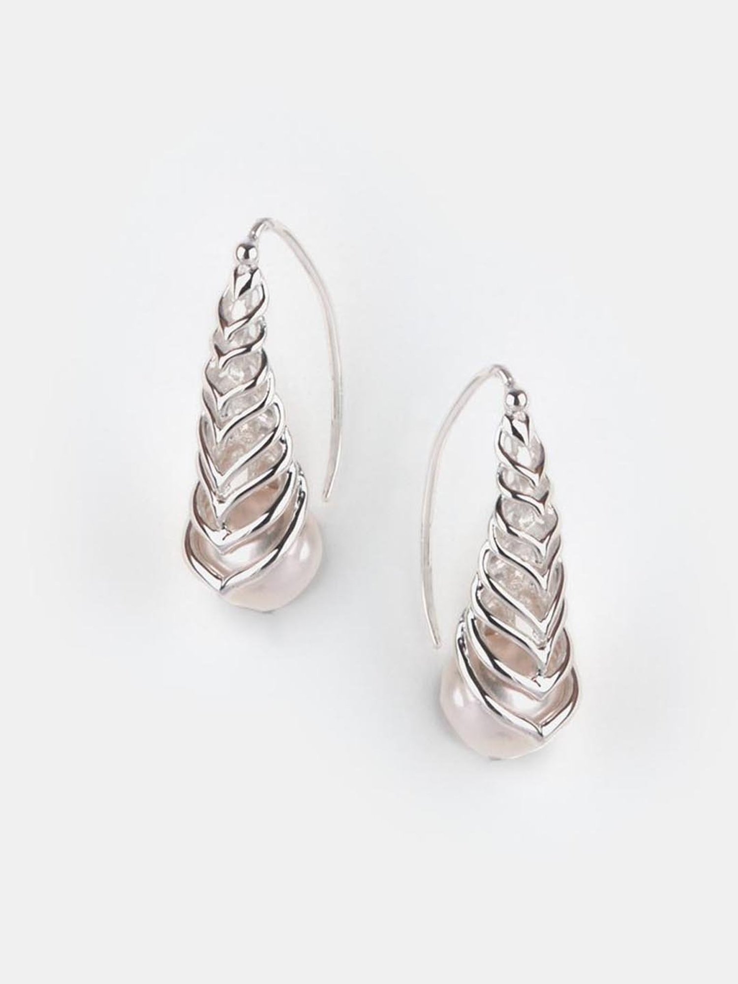 Shaya 92.5 Sterling Silver Swirl with Pearls Earrings for Women