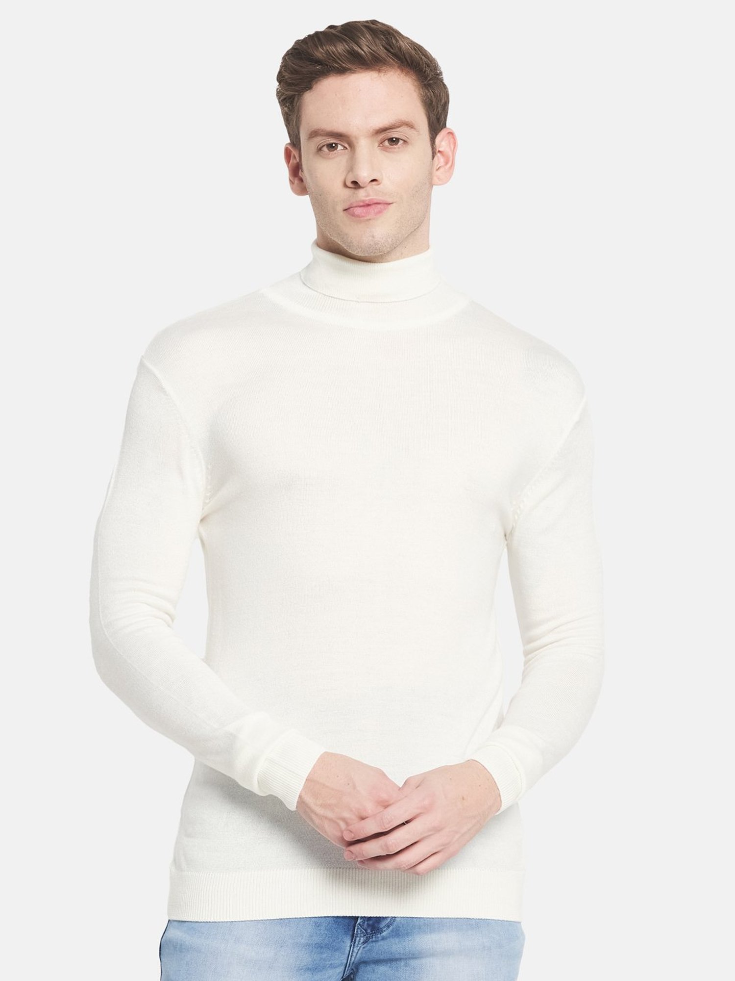 Mettle White Regular Fit Sweater