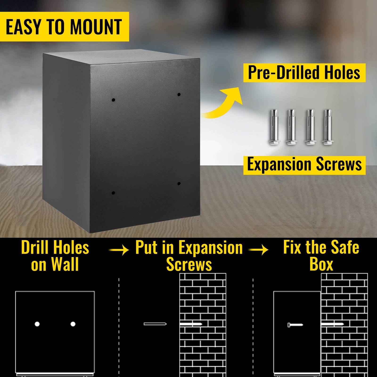 VEVOR Security Safe 2 Cubic Feet Electronic Safe Box with Electronic Code Lock Digital Safe Box with Two Override Keys Safes Electronic Carbon Steel Material Money Safe for Home, Hotels and Offices