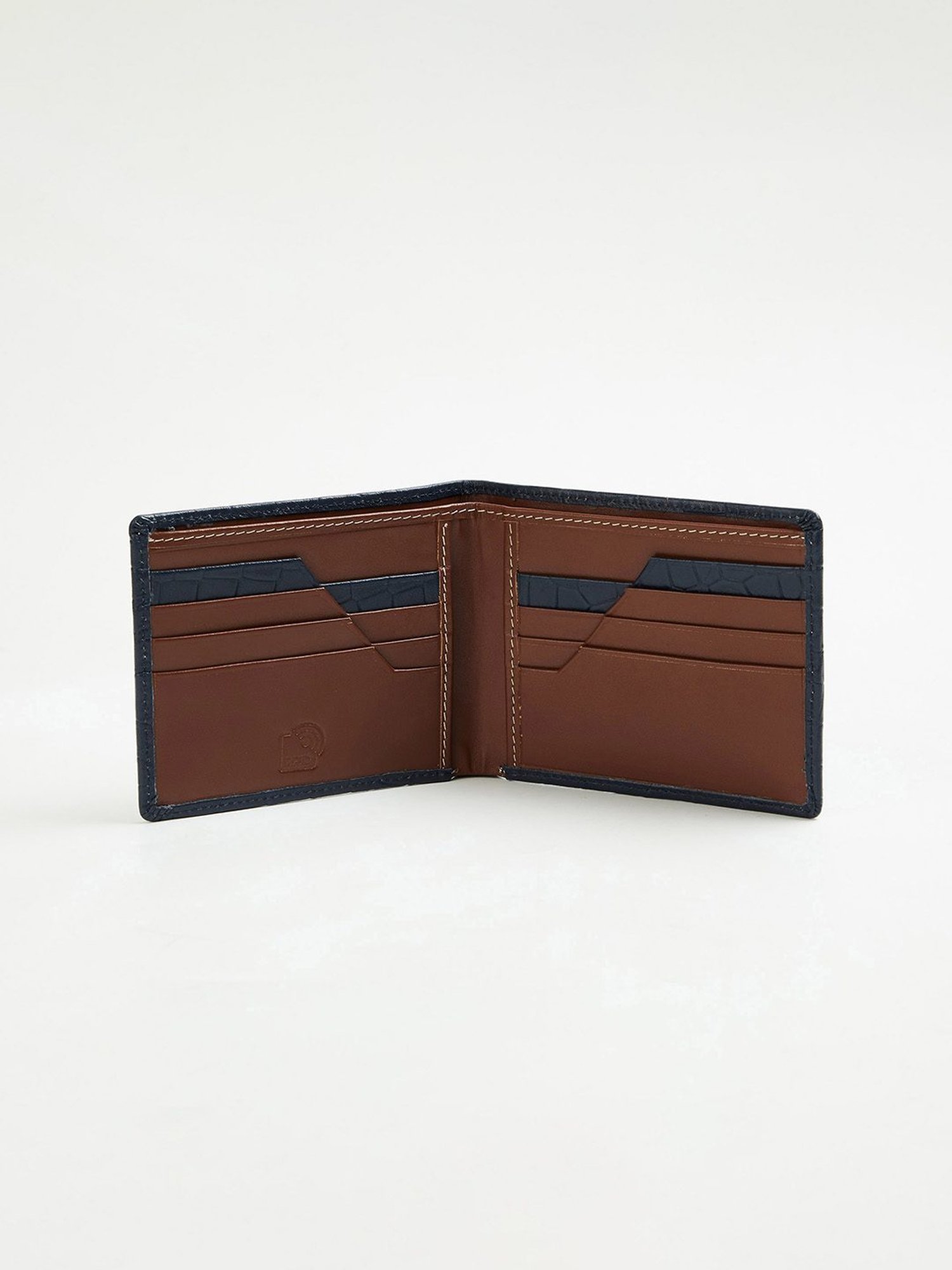 Code by Lifestyle Blue Leather Textured Bi-Fold Wallet for Men