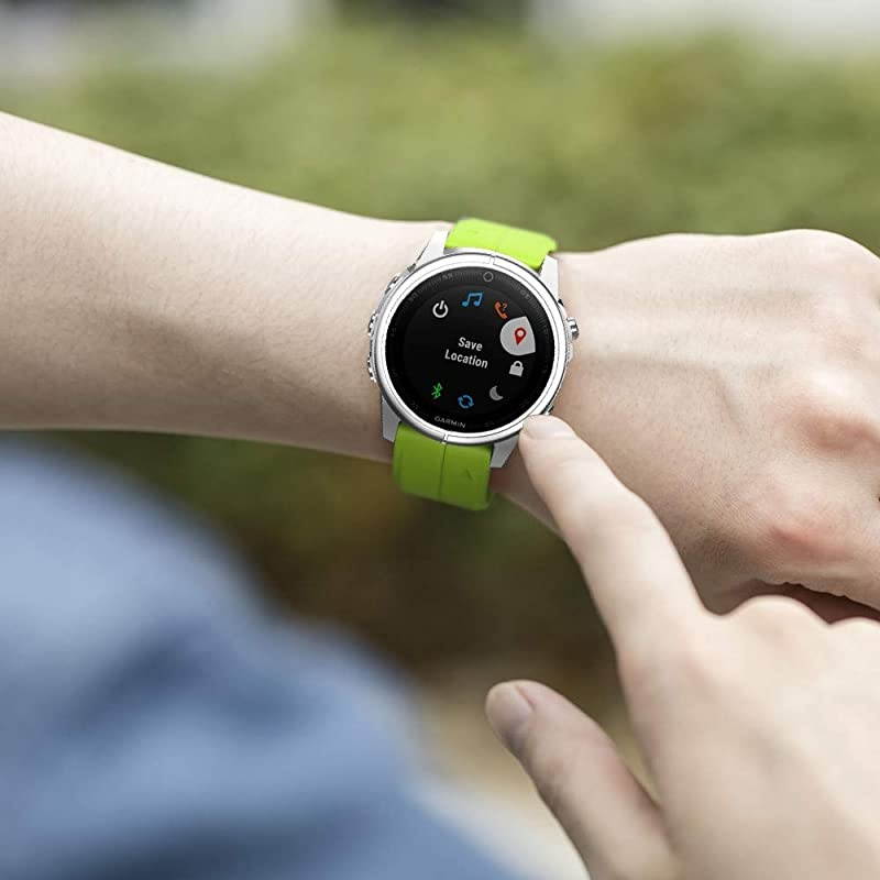 Compatible with Fenix 5S Plus Band Silicone Sport Watch Bands for Fenix 5S/Fenix 5S Plus/Fenix 6S/Fenix 6S Pro/D2 Delta S Smartwatch-Silver Buckle(Black)