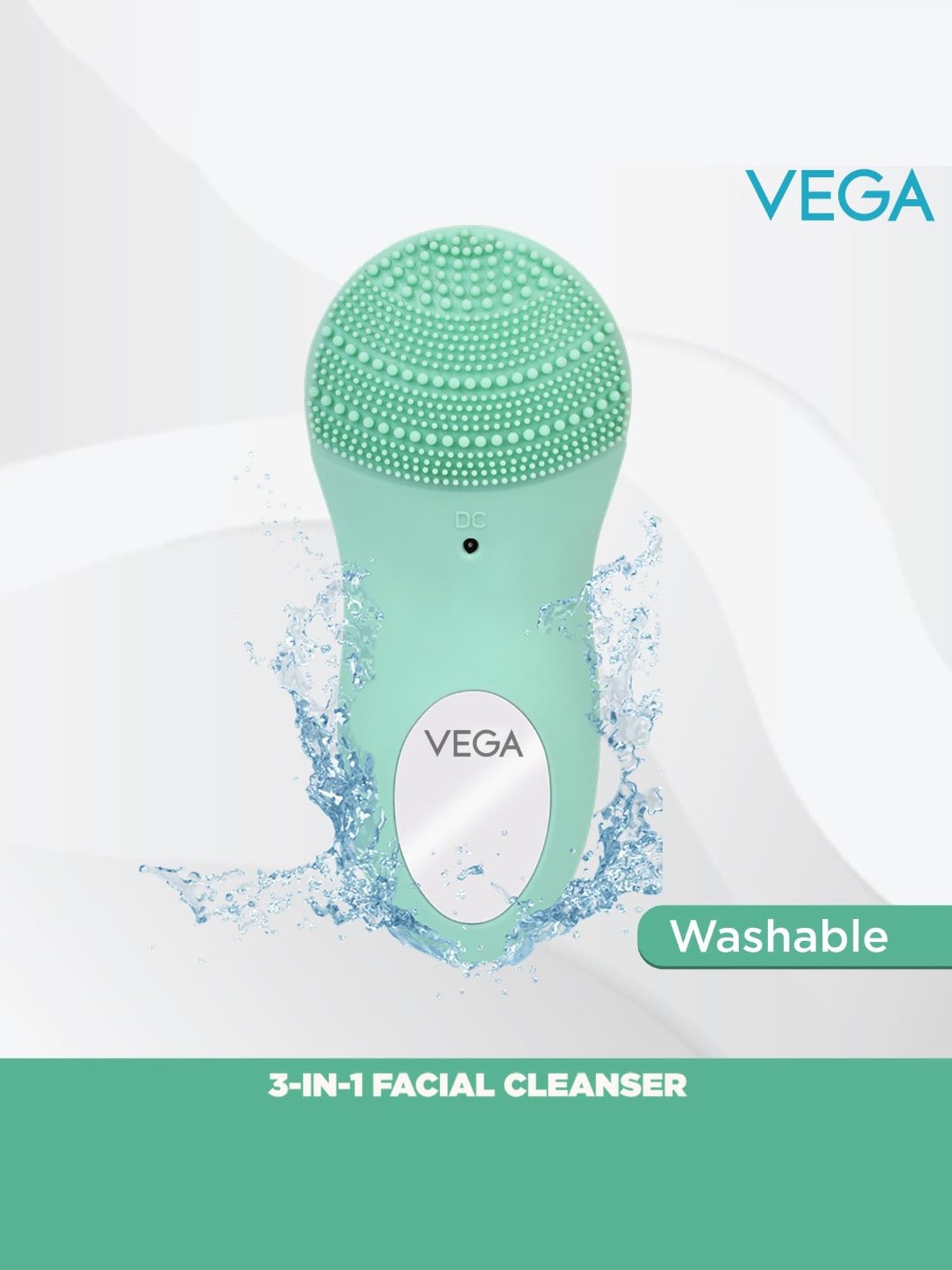 Vega VHFC-02 3-In-1 Facial Cleanser with Sonic Vibration Technique (Green)