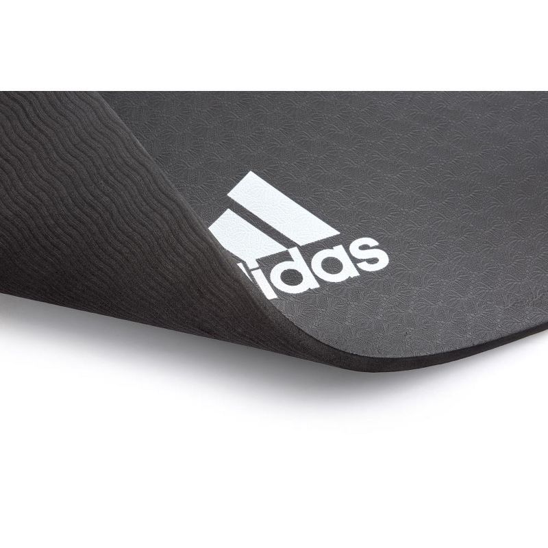 Adidas ADYG-10100BK Universal Exercise Roll Up Slip Resistant Fitness Pilates and Yoga Mat, 8mm Thick, Black