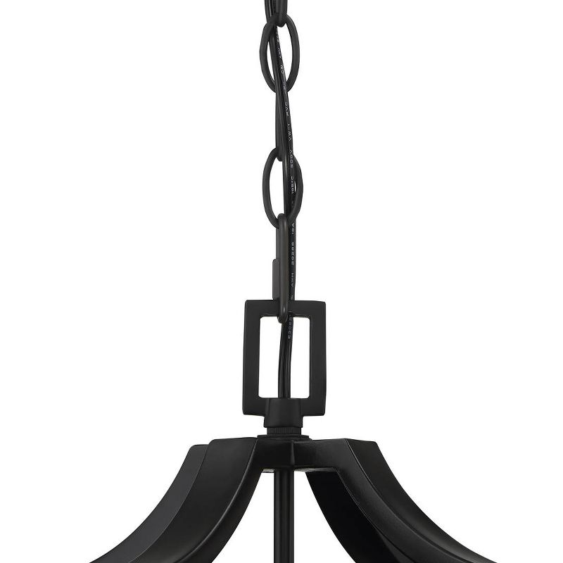 Franklin Iron Works Rustic Farmhouse Outdoor Ceiling Light Hanging Black 17" Clear Beveled Glass Exterior House Porch Patio Deck