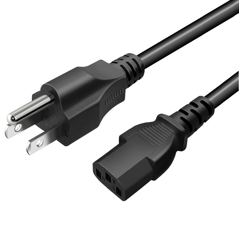 Hannord Replacement Power Cable For Computers, TVs, Monitors, & More - 10 Feet Black Universal Cord Works With Any 3 Pin AC Power Connection - 18 Gauge Wire