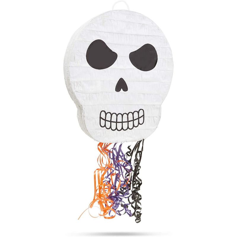Spooky Central Small Day of the Dead Skull Pi~nata for Halloween Party, Pull String (13 x 15 x 3 In)