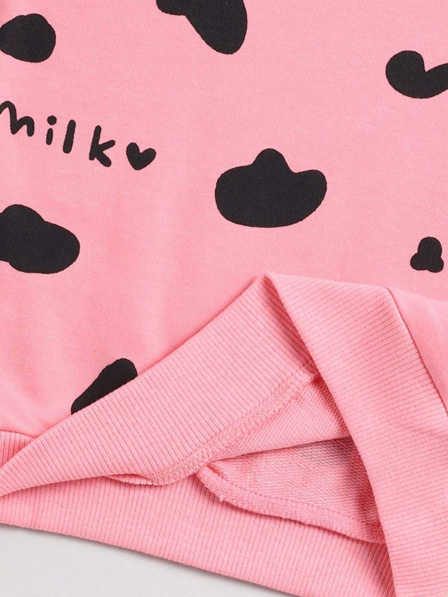 Clt.s Kids Pink & Black Cotton Printed Full Sleeves Sweatshirt Set