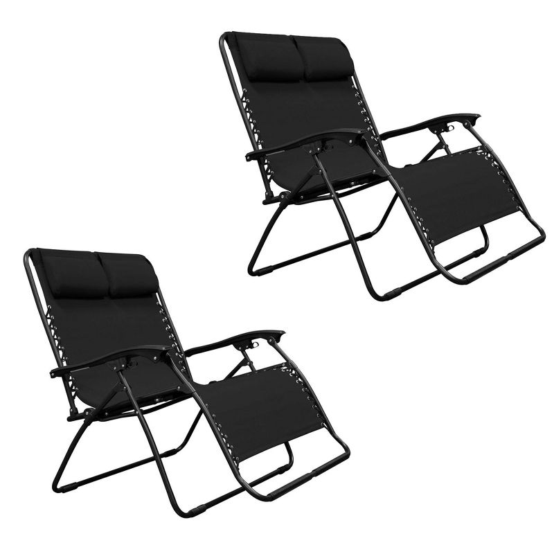 Caravan Canopy Infinity Loveseat Zero Gravity Steel Frame Patio Chair (2 Pack)