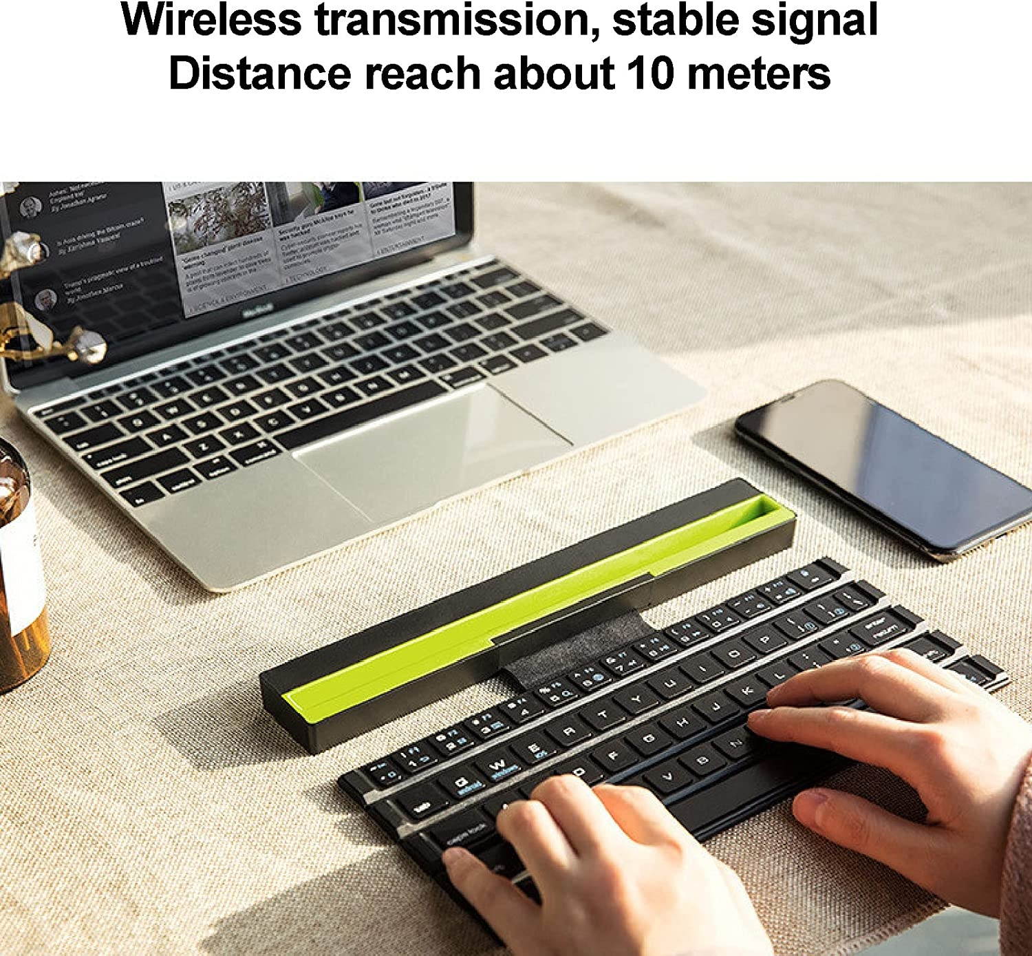 Folding Keyboard,Portable Mini Wireless Bluetooth Keyboard with Storage Bag,Smart Magnetic Induction, Suitable for Tablet,Laptop,Smart Phone