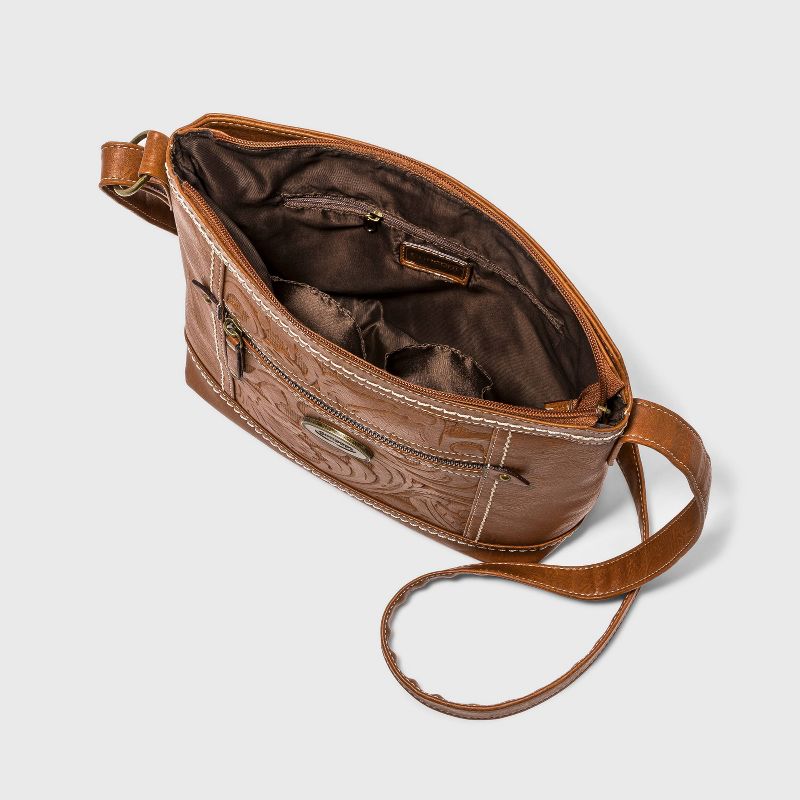 Concept Zip Closure Crossbody Bag - Brown
