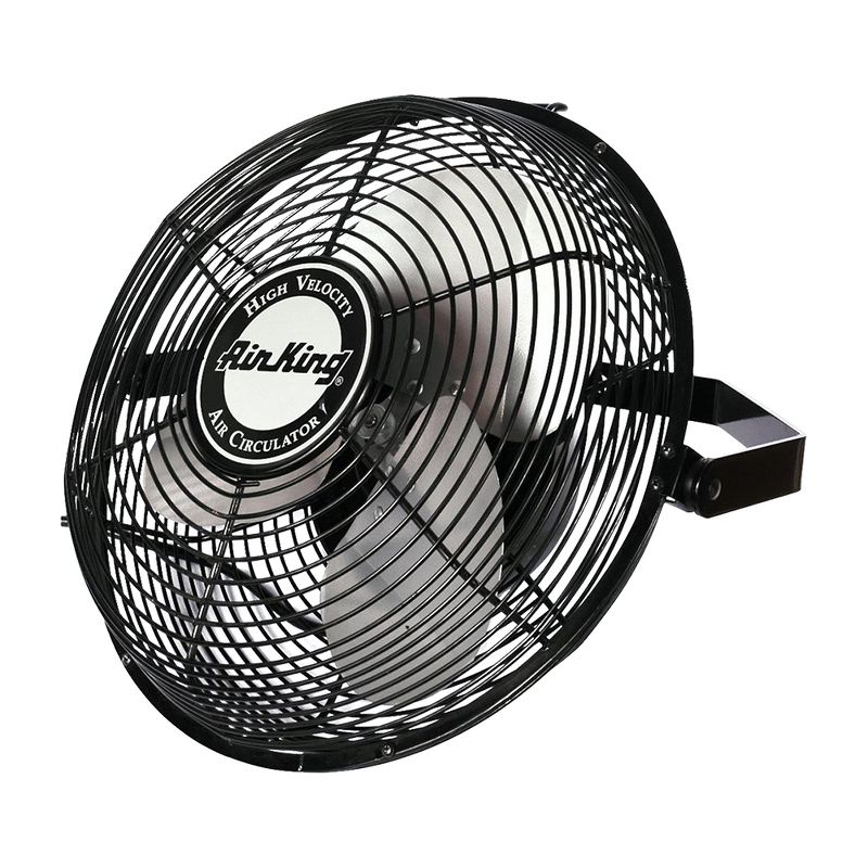 Air King 14 Inch 1/20 Horsepower 3-Speed Indoor/Outdoor Industrial and Commercial Enclosed Pivoting Warehouse Garage Steel Multi-Mount Fan, Black