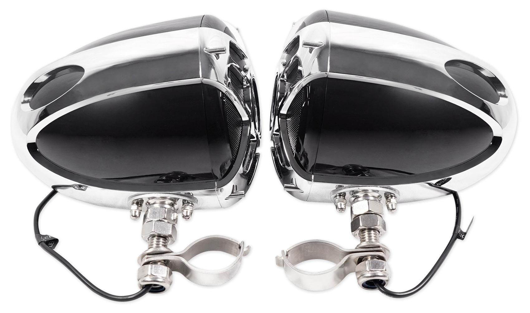 boss audio mc750b bluetooth, weatherproof speaker and amplifier sound system, two 4 inch speakers, bluetooth amplifier, inline volume control, ideal for motorcycles/atv and 12 volt applications