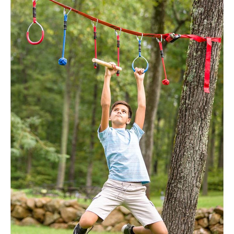 HearthSong Original 36'L 7-Piece Ninjaline Backyard Hanging Obstacle Course Kit for Kids