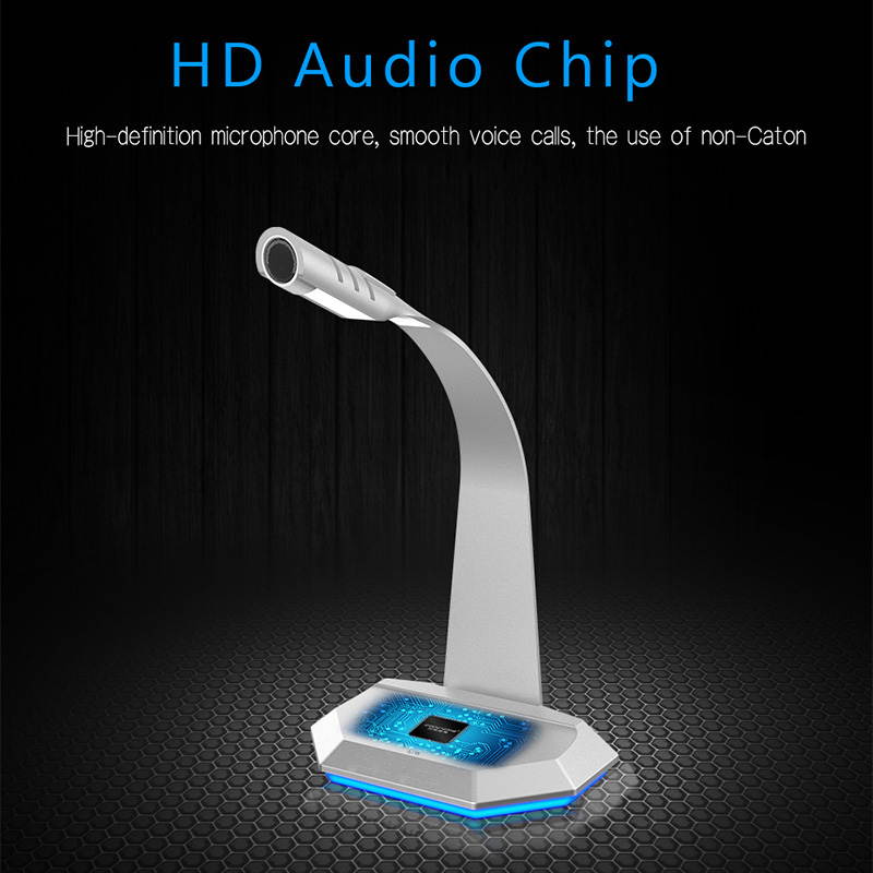 PC Gaming Microphone with Table Lamp 3.5mm Amplifier Desktop Microphone for Computer Smartphone