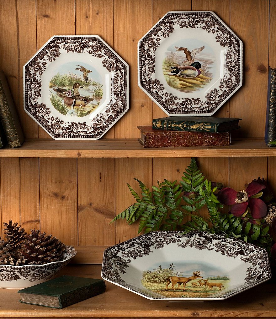 Spode Woodland Festive Fall Collection American Wildlife Mule Octagonal Platter