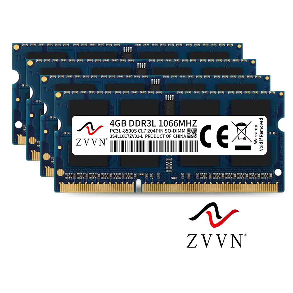 ZVVN 16GB Kit (4x 4GB) 204-Pin DDR3L 1066 (PC3L 8500) SO-DIMM RAM 1.35V Laptop Notebook Memory Model 3S4L10C7ZV04-L