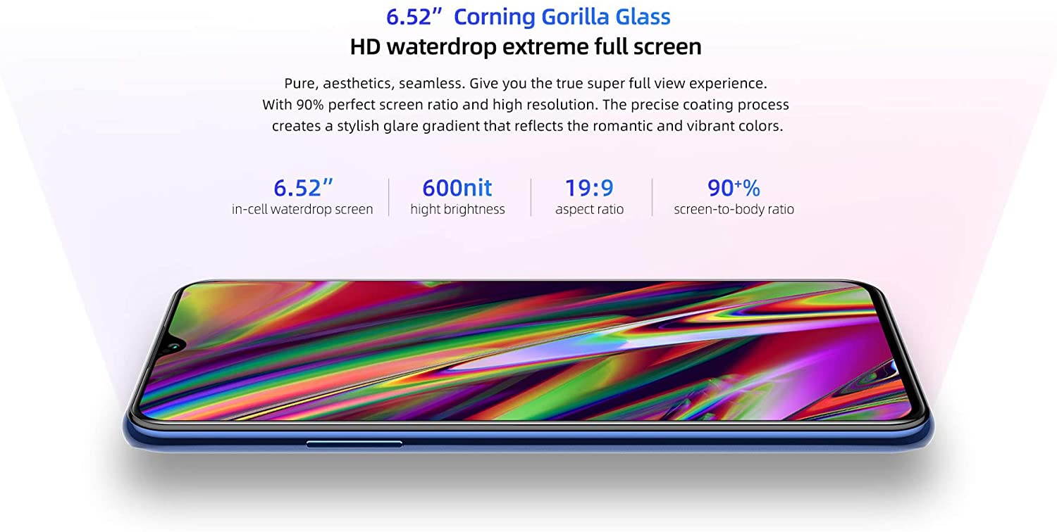 Moviles Libres,DOOGEE X95 Smartphone Libre 2020, 6.52 Pulgadas 19.5:9 HD+ Pantalla 4G Telefonos, 4350mAh, 13MP+2MP+2MP+5MP, Android 10.0 Smartphone, 16GB ROM,128GB SD, Dual SIM Face ID