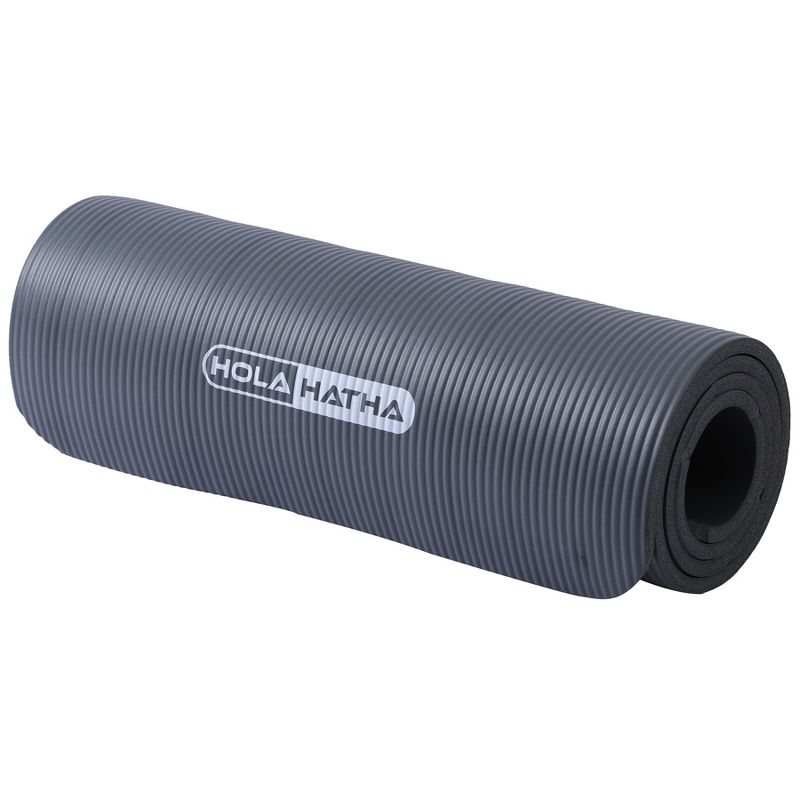 HolaHatha 72 Inch Tall x 24 Inch Wide High Density 0.5 Inch Thick Cushioned Non Slip Home Gym Exercise Yoga Mat Workout Equipment, Black