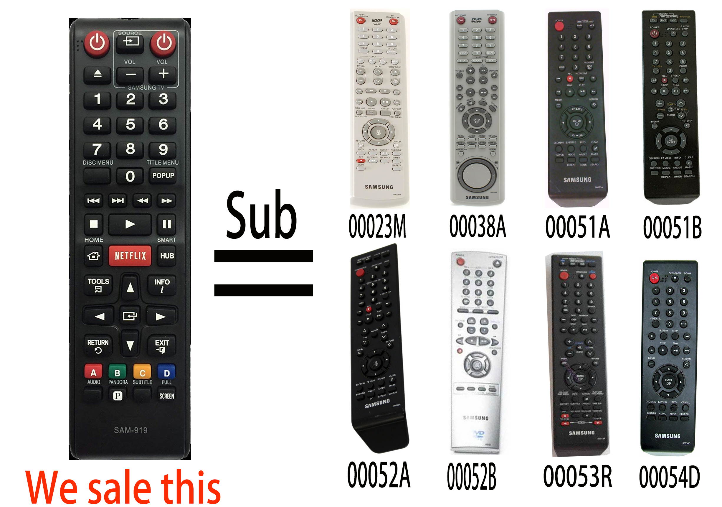 Samsung SAM-919 Universal Replacement DVD Blu-Ray Player Remote Control