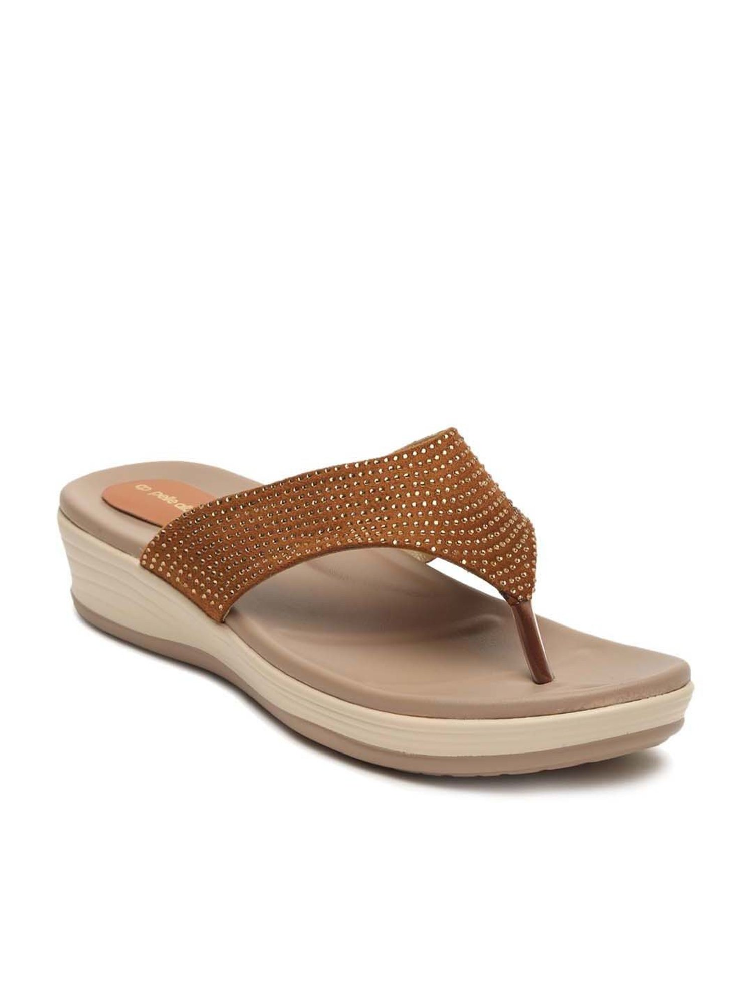 Pelle Albero Women's Tan Thong Wedges
