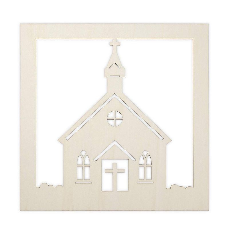 Genie Crafts 2-Pack Wooden Church Cutouts for Religious Arts and Crafts (11.63 x 0.2 in)